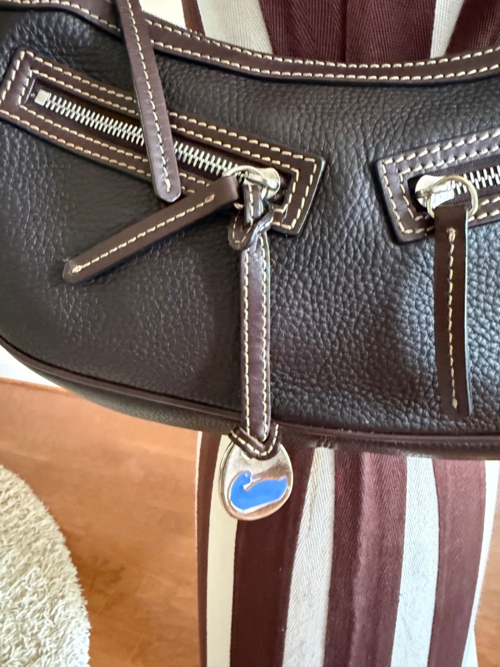 Vintage Dooney & Bourke Pebble Grain Leather East-West Shoulder Bag Black/Brown - Picture 5 of 15